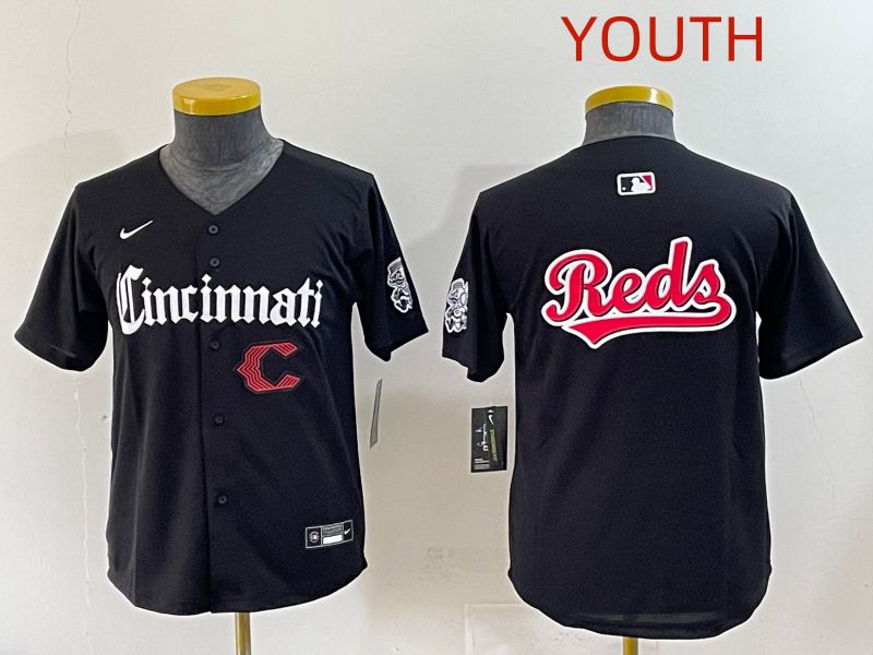 Youth 2025 Cincinnati Reds Blank Black Five generations Joint Name Nike MLB Jersey style 9